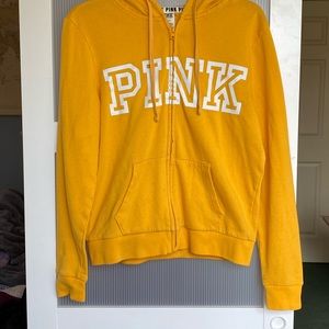 Yellow PINK zip up sweatshirt